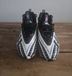 adidas Black and White Kids Soccer Cleats with Iridescent Tongue
